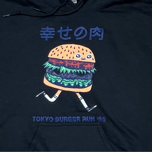 Gildan Tokio Burger Run '86 Hoodie Pullover Fleece - Picture 8 of 9